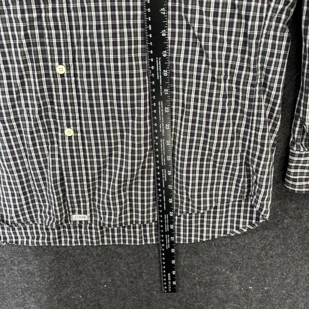 J.Crew Shirt Men's Large Green Blue Plaid 100% Cotton Button Down Casual Pocket